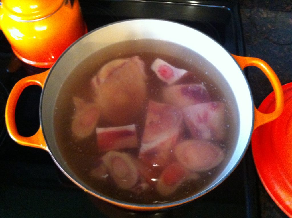 amazing bone broth cooking in pot